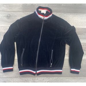 Vintage Stagwhites Velour Track Jacket Adult Womens Medium Black Red White Gray